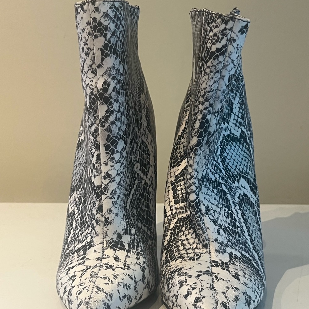Black and white Shoe Dazzle high heel bootie